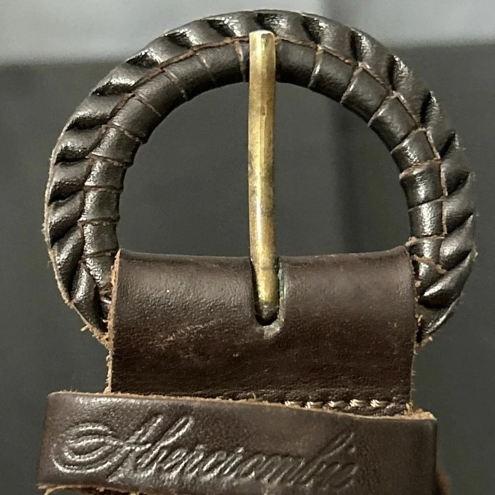 Abercrombie Fitch Leather Belt Braided Brown Woven Detail Western Bohemian Women